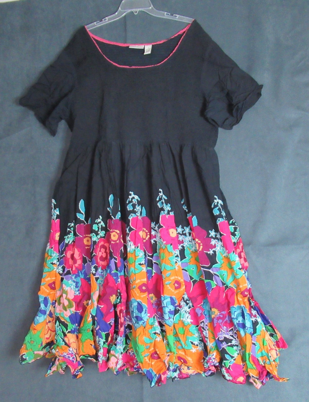 Drapers & Damons Dress Womens 3X Blue Floral Cottagecore Maxi Retro 80s Smocked